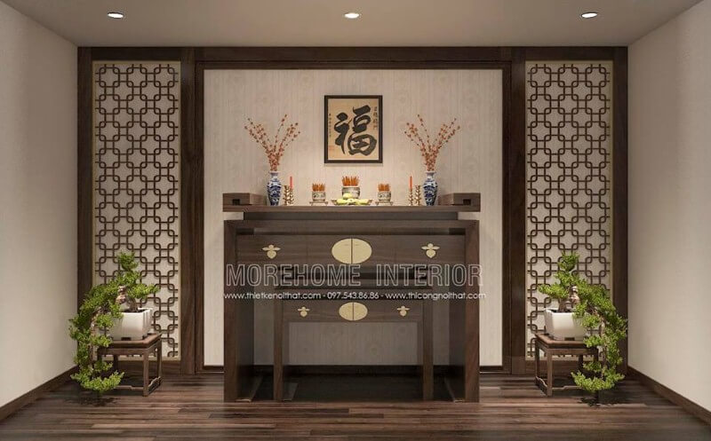 Bố trí nội thất phòng thờ hiện đại đẹp sang trọng cho chung cư cao cấp, nhà phố, biệt thự. Thiết kế nội thất chung cư