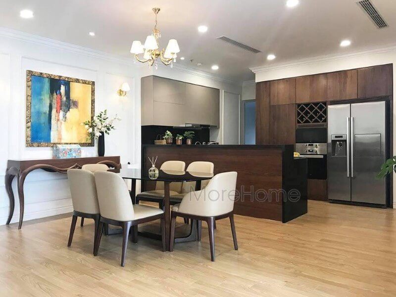 Thi công bàn ghế ăn hiện đại đẹp tại chung cư Vinhomes Gardenia Mỹ Đình Hà Nội