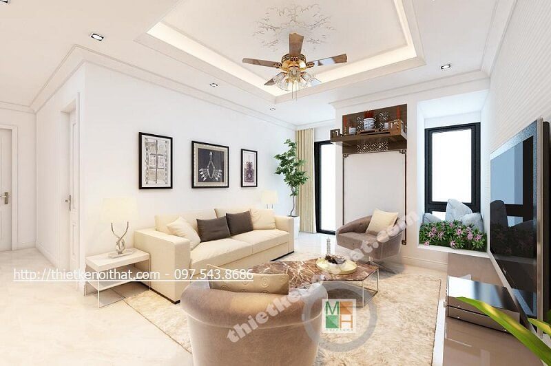 Mẫu bàn thờ chung cư đẹp với thiết kế treo tường nhỏ gọn, chắc chắn giúp tiết kiệm diện tích không gian căn phòng.